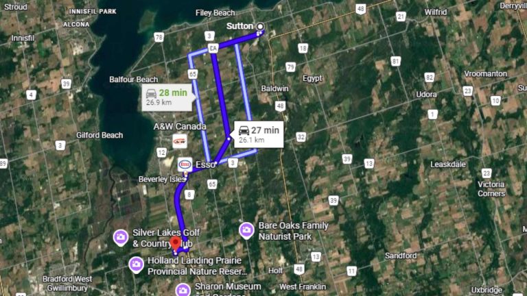 Sutton Ontario Directions