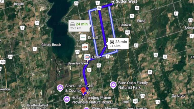Sutton West Ontario Directions